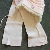 ДВ 113 Набор для малышки, вязанная шапка и шарф, нежно розовый, Barbaras