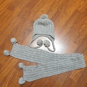 Новая детская шапочка и шарф ручной ажурной вязки на 1-4 года
