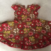 Вельветовое платье в цветах, юбка солнце, 2-3 года