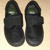 Детские чёрные тапочки на липучке сменная обувь стелька 17,5