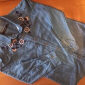 George джинсовая рубашка с вышивкой на 6-7лет на рост 116-122