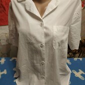 Блузка белого цвета из батиста на женщину L/XL,см.замеры