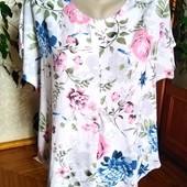 Симпатичная, натуральная, штапельная блуза с цветочным принтом Multiblu, Германия, размер-XL