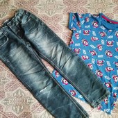 Гарні темно-сині джинси, розмір 134, дивітся заміри