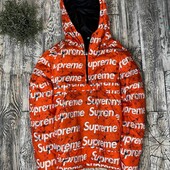 Утепленный анорак оранжевый с надписью Supreme