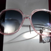 Красивые солнцезащитные очки Eternal. 100% протектор защиты. Прозрчная оправа с розовой полоской