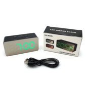 Зеркальные Led часы с будильником и термометром ds-3658L black (зеленная подсветка)