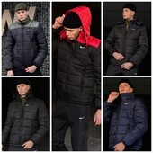 Чоловіча зимова куртка Nike s-xxl Мужская куртка на зиму с капюшоном, плащевка рус