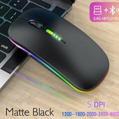 Bluetooth мышка с подсветкой.цвет серебро с черным.