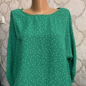 Блуза женская зеленая в горошек
