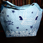Яркая вместительная сумка голубая Качели, для школы, поездок, шоппер