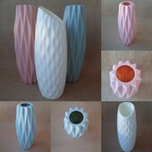 Креативна пластикова ваза для квітів у скандинавському стилі колір пудра пастельний орігамі ударості