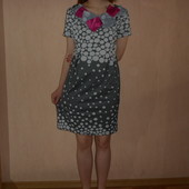 Летнее платье , 46,48 размер, Польша, трикотаж,в горошек, горох, удобно беременным, без талии прямое