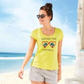 Жіноча футболка, футболка принтом, жовта футболка з бавовни, euro L 44/46, Esmara, німеччина