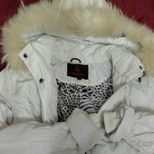 Біла куртка-пальто зима з натуральним хутром