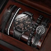 кварцевые мужские часы + комплект браслетов, выгодная покупка 