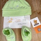 Комплекти ovs для малюків шапочка і тапочки 0/12 місяців