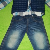 Крутой костюм тройка (рубашка+джинсы+жилетка)