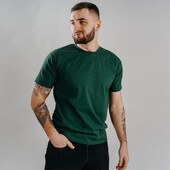 ⇑ Базова футболка з бавовни темно-зелений, розмір L