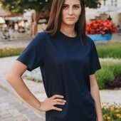 ⇑ Базова жіноча футболка з бавовни, темно-синя, розмір ХL