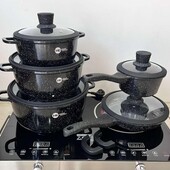 Набір посуду з гранітним антипригарним покриттям Higher Kitchen з 12 предметів Чорний