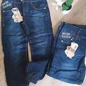 знижка! гарні джинси на манжеті для дівчинки 110-152