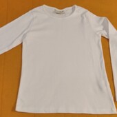 Белая футболка с длинным рукавом фирмы LC Waikiki, размер 7-8 лет, 122-128 см. 100% хлопок.