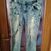 Укорочені жіночі джинси рванки, стрейч, розмір 50/52.