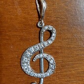 Срібний кулон скрипковий ключ 925 проба.
