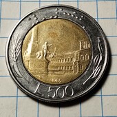 Монета Італії 500 лір 1985