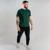 ⇑ Базова футболка з бавовни, темно-зелена, розмір 2XL