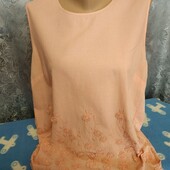 Блузка персикового цвета(батист+тонкий х/б трикотаж) на женщину XL/XXL,см.замеры