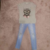 костюмом джинси"рванка" та футболка на 8-9 років