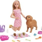 Ігровий набір Барбі з новонародженими цуциками Barbie Doll & Pets, оригінал Mattel