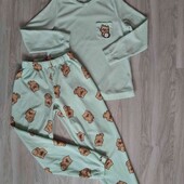 Primark брендовая теплая пижама цвет мята размер S евро 38