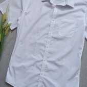 Підліткова біла сорочка розмір s, зріст 176-182 см літня чоловіча з коротким рукавом для хлопчика
