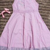306 Сукня рожева з аплікацією, бавовна, 5-6 років