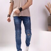 Мужские молодежные коттоновые джинсы рванки Fangsida с потертостями.