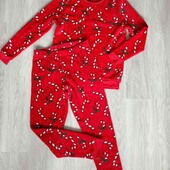 Dunnes stores брендовая плюшевая пижама цвет красный в принт размер евро 36/38