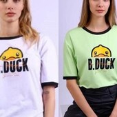 Женская молодежная футболка с крутым принтом B.Duck из хлопка.