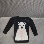 Симпатичный удлиненный свитерок с пакетами на девочку, р.116-128