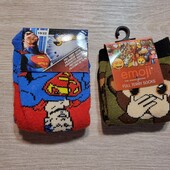 Superman и Emoji! Утеплённые носки для мальчика! 2 пары! 19-22 размер! Лот 115