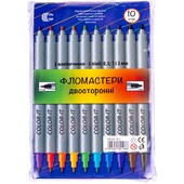 Фломастер 10 кольорів "Двосторонній"