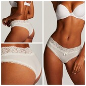 Hunkemoller! Якісні жіночі труси з мереживним оздобленням М розмір snow white! Лот 12