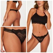 Hunkemoller! Сучасні жіночі труси з мереживом, стрінги Хл розмір caviar! Лот 285