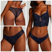Hunkemoller! Мереживні жіночі труси з попкою із сіточки, бразиліани Хл розмір peacoat! Лот 216