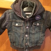 Куртка. внутри флис, размер 1 год 80 см, Prenatal. пиджак, джинсовый