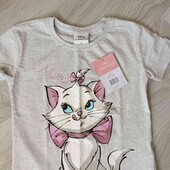 Disney брендовая новая хлопковая футболочка серый меланж аппликация кисюня на рост 116 см