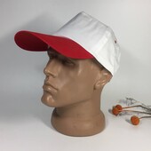 Кепка бейсболка белая с красным козырьком котон новая Регулировка, на защелке С084