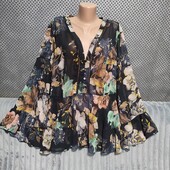 Симпатичная блузка/ туника с удлиненной спинкой на пышные формы, р.3XL/5XL